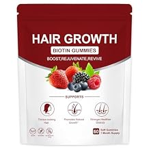 Hair Growth Vitamins Gummies | with Biotin, Vitamin C & E, Botanical Extracts | Supports Healthy Hair Growth & Strength, Skin & Nail Care | Mixed Berry Flavor | Non-GMO