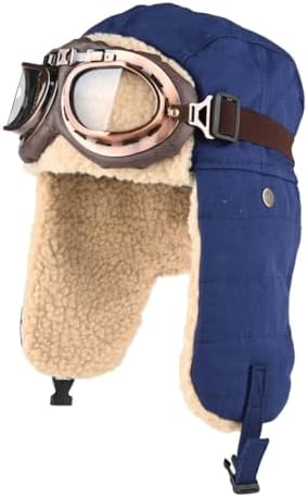 URAWOW Sherpa Aviator Trapper Hat for Men Women Ski Goggles Hunting Ushanka Trooper Russian Hat Plush Retro Faux Fur