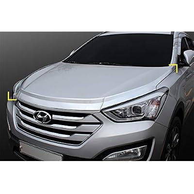 SAFE Chrome Hood Guards Bonnet Protector 3p for 2013-2018 Hyundai Santa Fe Sports