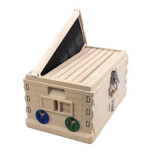 Apimaye Insulated 7 Frame NUC Assembled Deep Super Langstroth Sized Super for Bee Hives and Assembled Premier Deep Wood Frame and Premier Double Wax Coated Foundations Tan