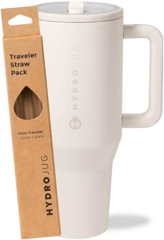 HydroJug Cream 32oz Traveler + Replacement Straws
