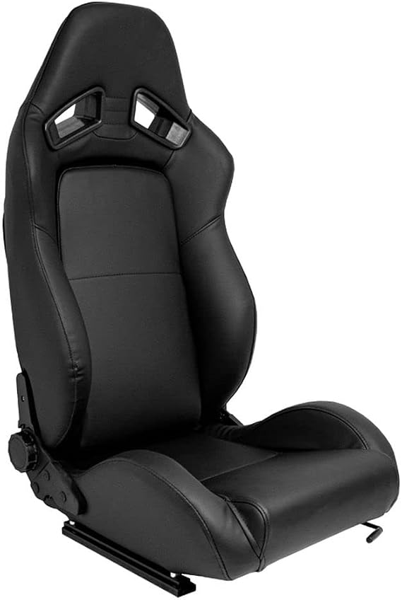 AutoStyle Sport seat 'LH' - Black Synthetic leather - Dual-side reclinable back-rest - incl. slides