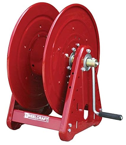 Reelcraft CA30106-CS Heavy Duty Hand Crank Cable Storage Reel, Heavy Gauge Steel, Red