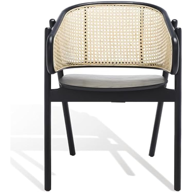 SAFAVIEH Couture Collection Emmy Tropical Coastal BlackNatural Rattan Back Dining Chair