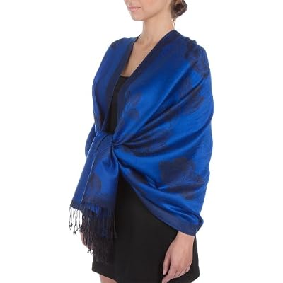 Sakkas Two Tone Floral Rose Reversible Pashmina Scarf Shawl Wrap Stole for Women