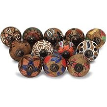 Craft Trade Ceramic Cabinet Knobs for Drawer, Kitchen Cabinets & Cupboard Decorative Furniture Knobs & Pull Handles for Dresser & Wardrobe (Brown, Set of 12)