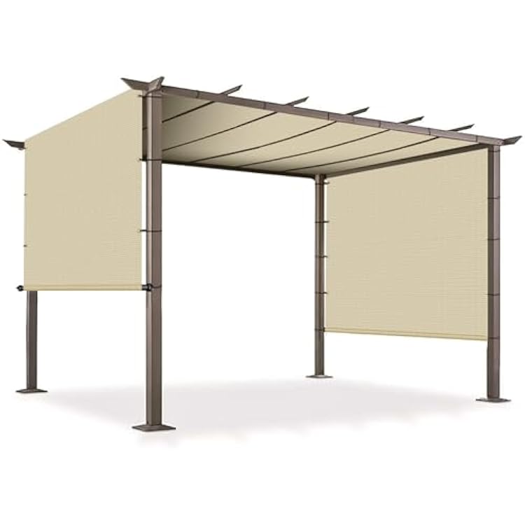 9 x 16 Universal Pergola Shade Cover with Grommets Weighted Rods, Sun Shade Cloth Outdoor Canopy Replacement Cover, Patio Awning for Porch, Backyard, Gazebo, Garden, Beige
