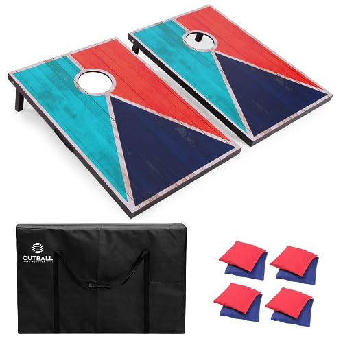 Cornhole Set Corn Holes Sets with Bags & 8 Bean Bags, Boards Bag Toss Games for Adults and Family Outside Lawn Beach Backyard 3x2 Feet