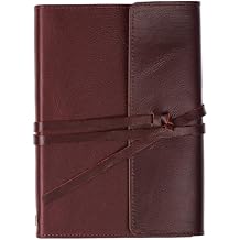 Travelers Notebook, Red Full Grain Leather, 400 Narrow Lined Pages of 100 gsm Paper, Soft Leather Journal With Wrap Closure, Marbled Edges