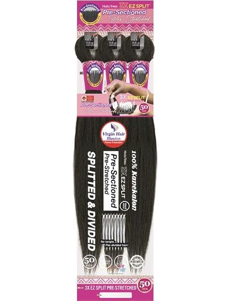 Janet Collection Nala Tress 3X EZ SPLIT Pre-Sectioned Pre-Stretched Braid Knotless Extremely light weight 50 Inch value pack (50, #COPPER)