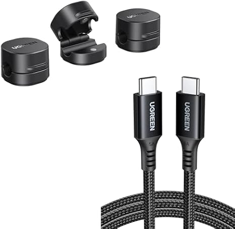 UGREEN 100w 5A C to C Fast Charging Cable (1M) and Cable Tidy Clips