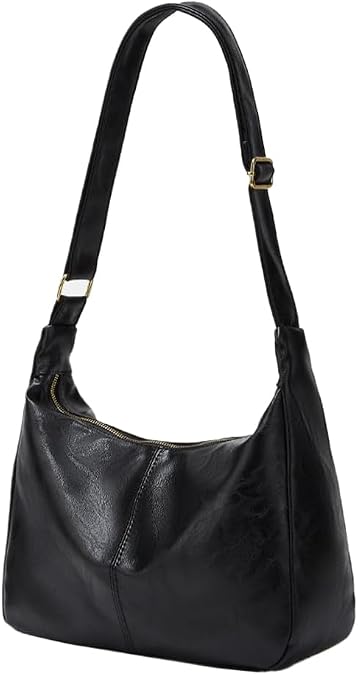 Brown Shoulder Bag for Women,Brown Leather Purse Slouchy Hobo Bags Everyday Purse Daily Commuting Bag with Zipper