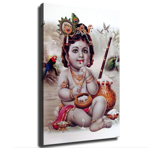 Lord Krishna Shree Krishna Baby Krishna bal Krishna sri Krishna Canvas Wall Prints poster Modern Home Aesthetic Decor Wall art for Bedroom Dorm 0812inch_Unframed