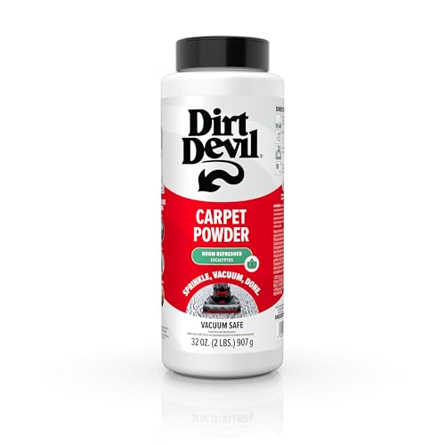 Dirt Devil Carpet Powder, 32 oz, Room Refresher and Odor Eliminator, Eucalyptus Scent, Vacuum Cleaner Safe, For Use on Carpets, Rugs, Upholstery and More, Carpet Freshener Powder for Home Use