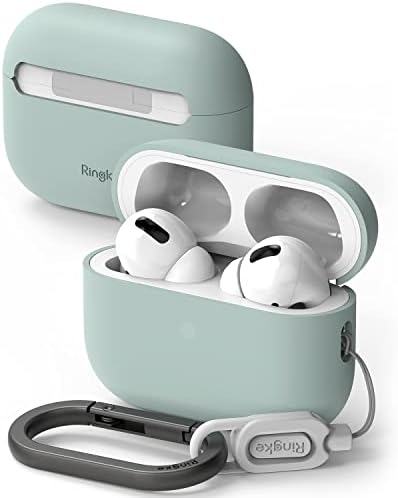 Ringke Silicone Case for AirPods Pro 2 Case [Feels Velvety Soft] Lightweight Slim Cute Cover with Carabiner for Women, Men - Seafoam