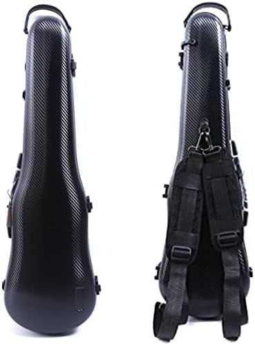 Vetimobato 3/4 Violin Case 4/4 Full Size Adjustable Hard Shell Carbon Fiber Violin Travel Case with Removable Accessory Storage Bag, 2 Bow Holder, Backpack straps(Black)