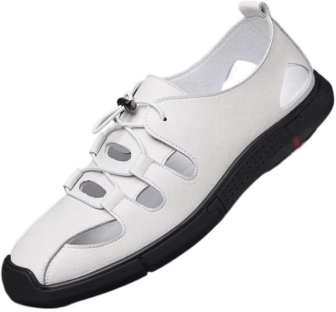 Leather Sandals for Men Soft Sole Hollow Design