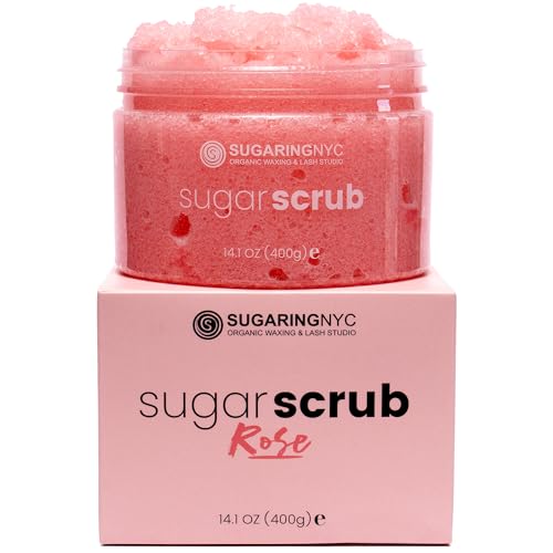 Sugaring NYC Moisturizing and Exfoliating Signature Body Scrub - Silky Smooth Skin and Ingrown Hair Prevention Bulgarian Rose
