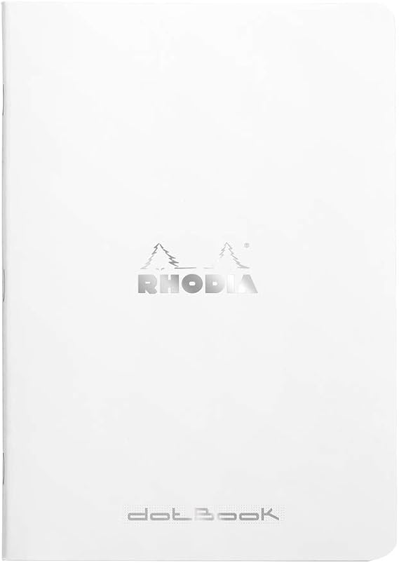 Rhodia Cf119200 Stapled Notebook, A5, Dot Ruled, 96 Pages, Water Repellent Cover, PEFC Certified, White