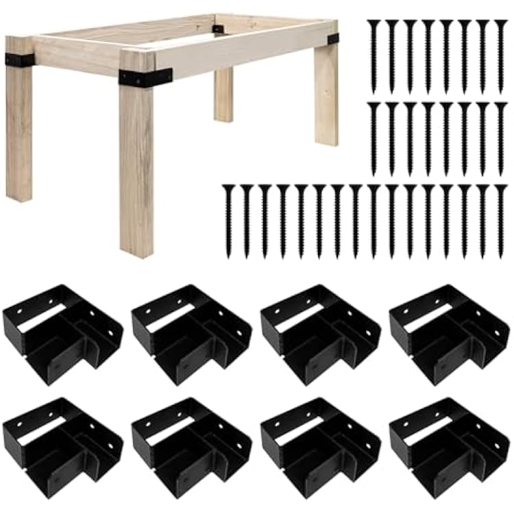 Workbench Brackets Kit, 8pcs Heavy Duty Work Bench Corner Bracket for 2x4 Actual 1.5x3.5 Wood, 3-Way Right Angle Corner Brackets for DIY Custom Work Table