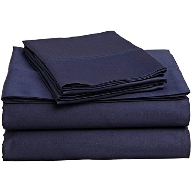 Solid Sheet Set-Twin XL Size Sheet Set-Organic Cotton Sheet set-500 Thread Count- 19 Inch deep Pocket-Navy Blue Sheet Set !!