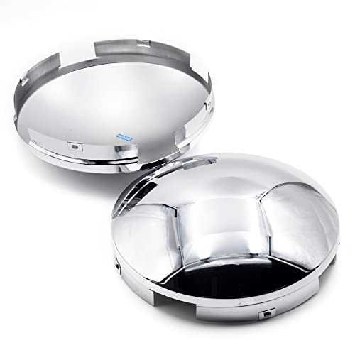 2 PCS 226mm8.9in Chrome Silver Front Hub Cap Full Moon Style Wheel Cover for Trucks and Trailers, 4 Notches