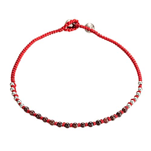 Hand Woven Anklet Bracelet for Women Men Boho Waterproof Macrame Buddhism Red Black String Rope Evil Eye, Beads, Stone Charm Chain Ankle Bracelet for Women Girls Minimalist Jewelry Stone Beads