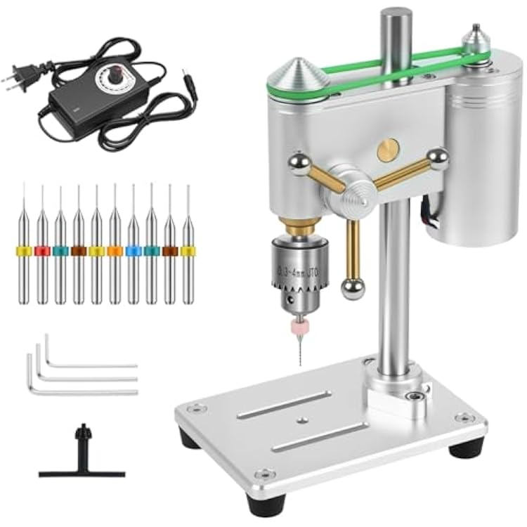 Mini Benchtop Drill Press, Precision Drill Press with Variable Speed Control, 360 Rotation CNC & JT0 Chuck for Metal & Wood, Jewelry, DIY Crafts, Watch, Lab
