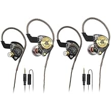 Wired Gaming Earbuds 2 Pack, Ak3file in Ear Monitors, Deep Bass Sound Wired Earbuds, HiFi in Ear Headphones with 1DD 10mm Dynamic Driver, IEM for Music Gaming Video Calling (Black+Black)