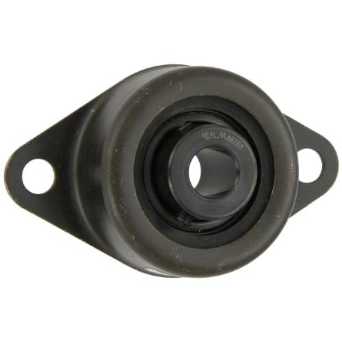 Sealmaster SRF-12 Standard-Duty Flange Unit, 2 Bolt, Rubber Mounted, Felt Seals, Setscrew Locking Collar, Pressed Steel Housing, 34 Bore, 4-12 Overall Length, 3-58 Bolt Hole Spacing Width, 2 Degrees Misalignment Angle