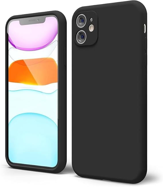 Apple iPhone 11 Kılıf 6.1 ile Uyumlu, Uruchi İnce Sıvı Silikon 3 Katmanlı, Kamera Koruyuculu, Tam Kaplamalı Yumuşak Jel Kauçuk Kılıf Kapak 6.1 inç, Siyah