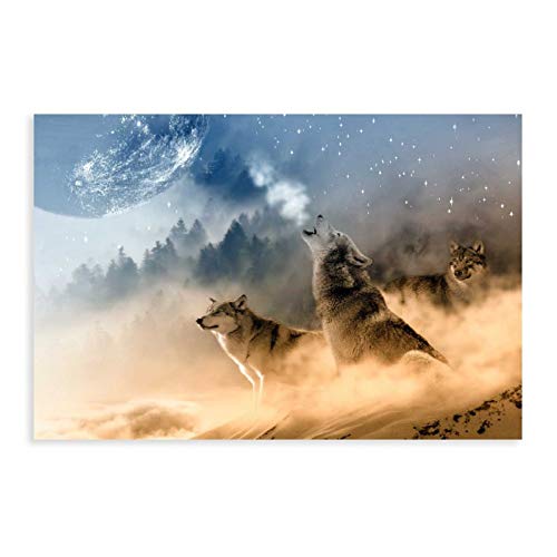 NIUZWDE Wolf Canvas Wall Art - Wolf Posters & Prints - Cool Animal Wall Decor: Unframed 12x18inch30x45cm