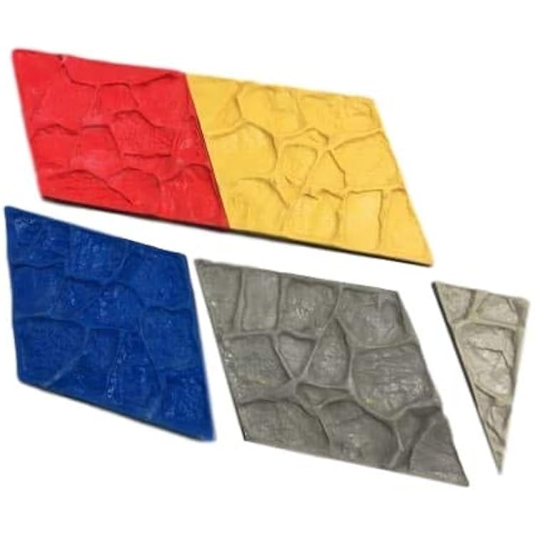 Boulder Face Vertical Concrete Stamps by Walttools for Hardscapes and Seatwalls, Sturdy Tools With Realistic Detail and Natural Texture 5 Piece Set