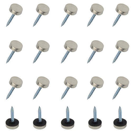 TOVOT 20PCS Stainless Steel Decorative Screws 13MM Screw Caps Mirror Screws with Caps Decorative Screw Covers Silver