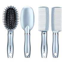 Conair Detangle & Style hair brush set - wide tooth comb and travel hair brush - Detangling Brush and Comb Set - Color at random - 2 Count