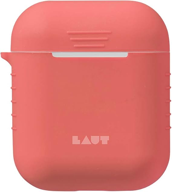 LAUT - POD for AirPods Charging Case | Slim Protective | Silicone Rubber | Easy Grip | Anti-Scratch (Coral (Pink))