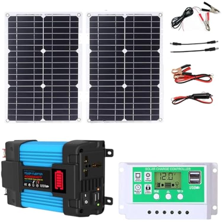 Inverter Solar Panel Kit 4000W 6000W 12V to 110V220V Solar System Combo Solar Generator Home Grid System 50W Folding Photovoltaic Panel  50A Controller4000W,12V-220V