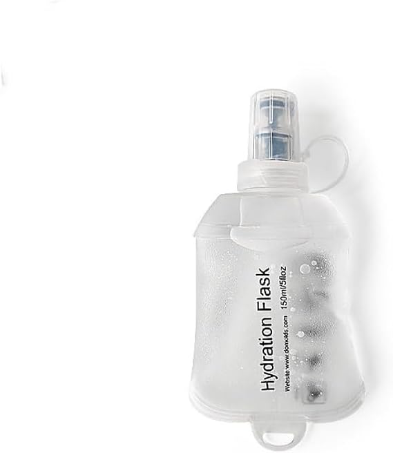 Sport Soft Water Bottle, TPU Collapsible Flask Foldable Bottles for Hydration Pack, BPA-Free, for Running Hiking Cycling Climbing (150ml) (Transparent)
