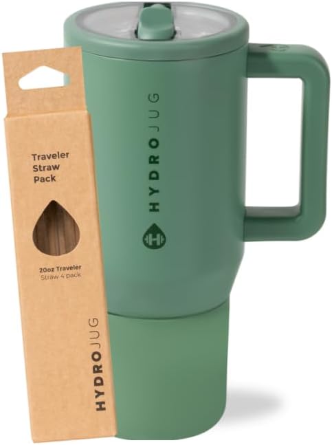 HydroJug Sage 20oz Traveler + Replacement Straws
