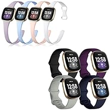 Getino Compatible with Fitbit Sense Bands Fitbit Versa 3 Bands Women Men, Waterproof Soft Replacement Sport Silicone Accessories, Band for Fitbit Versa 3 Fitbit Sense Smartwatch, Small 3