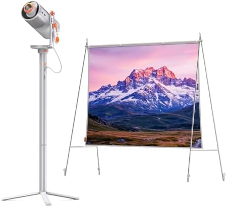 XGIMI MoGo 4 2025 NEW Portable Projector with PowerBase Stand,with Outdoor Portable Projector Screen,5 Hours of Playtime, Google TV with Licensed Netflix, 360° Adjustable Stand, 450 ISO Lumens