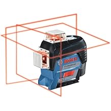 BOSCH GLL3-330C 200 Ft 12V Max Connected 360 Degree Three-Plane Leveling and Alignment-Line Laser, Includes 2.0 Ah 12V Max Lithium-Ion Battery & Charger, Heavy-Duty Pouch, Accessories