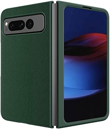 Case for Google Pixel Fold, Lychee Pattern Leather Protective Cover with Camera Protective Anti-Scratch Ultra Slim Cover,Green