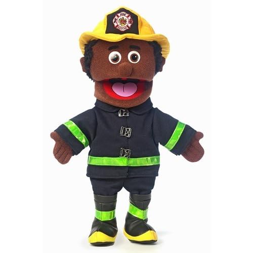 14 Fireman, Black Male, Hand Puppet
