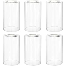 Hedume 6 Pack Clear Glass Shades Replacement, 5.7" Height - 3.5" Diameter - 1.7" Fitter, High Transmittance Clear Cylinder Glass Lamp Shade Replacement for Wall Sconces, Pendant Light, Floor Lamps