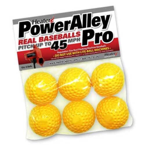 Heater Sports PowerAlley Pro Yellow Dimple Baseballs - Durable and Accurate Real Pitching Machine Baseballs for Training and Practice, Official Size and Weight