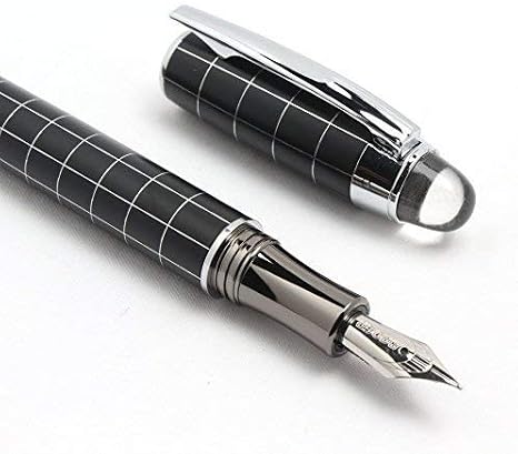Neo Gold Leaf Baoer 79 Starwalker Cross Line Fountain Pen Silver Trim Checked