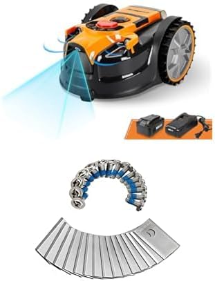 LawnMaster OcuMowTM Perimeter Wire Free Robot Lawn Mower + LawnMaster OcuMowTM Replacement Blades Set of 15 523830