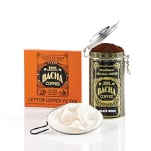 Bacha Coffee | Black Moon Fine Blended Coffee, Autograph Collection, 100% Arabica Specialty Coffee, Ground Beans, Medium Roast, 250g & 100% Cotton Filter, 125mm/4 fl oz Bundle