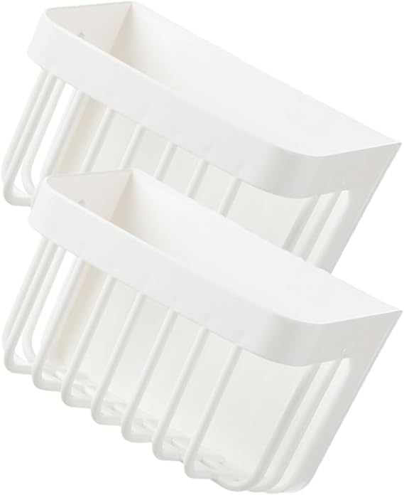 SOLUSTRE 2pcs Wall Mounted Makeup Storage Basket Punch Adhesive Bathroom Organizer for Shampoo and Toiletries Drain Rack for Efficient Space Utilization